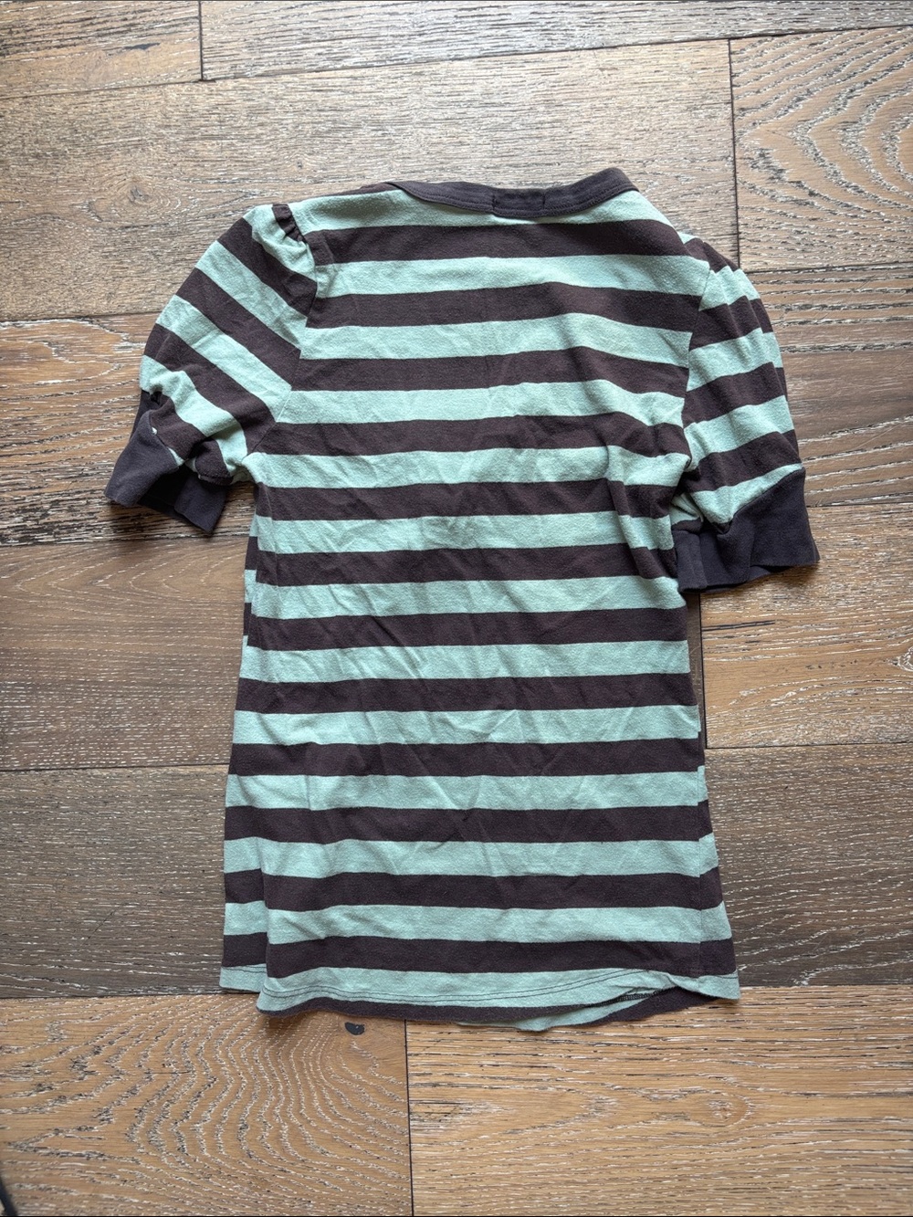 Y2K Scoop Neck Striped Top - Mint & Brown - Picture 2 of 2